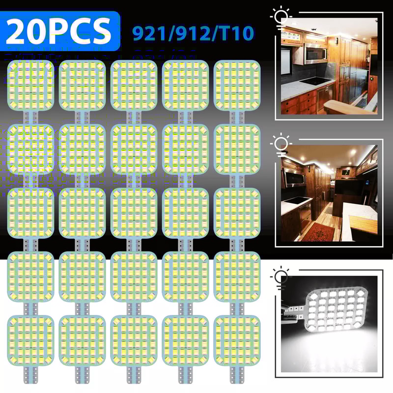 Ultra Bright Super White LED Interior Light Bulbs For RV Camper Trailer Wedge Base Upgrade Kit 0