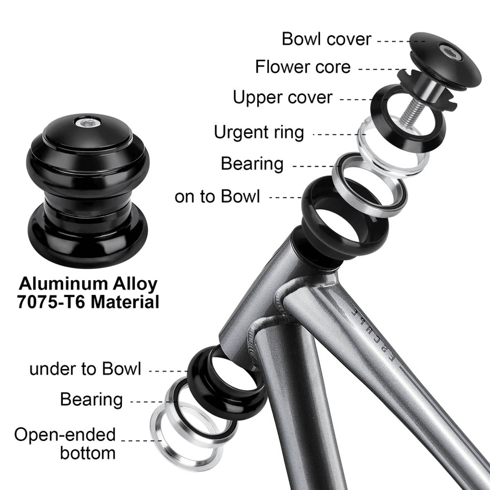 Threadless MTB Road Bike Bicycle Sealed External Bearing Headset Kit Fork Compatible Durable Alloy  2