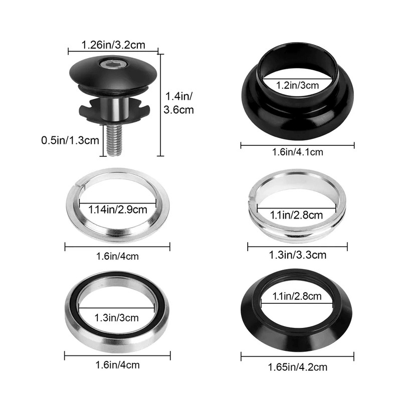 Threadless MTB Road Bike Bicycle Sealed External Bearing Headset Kit Fork Compatible Durable Alloy  4