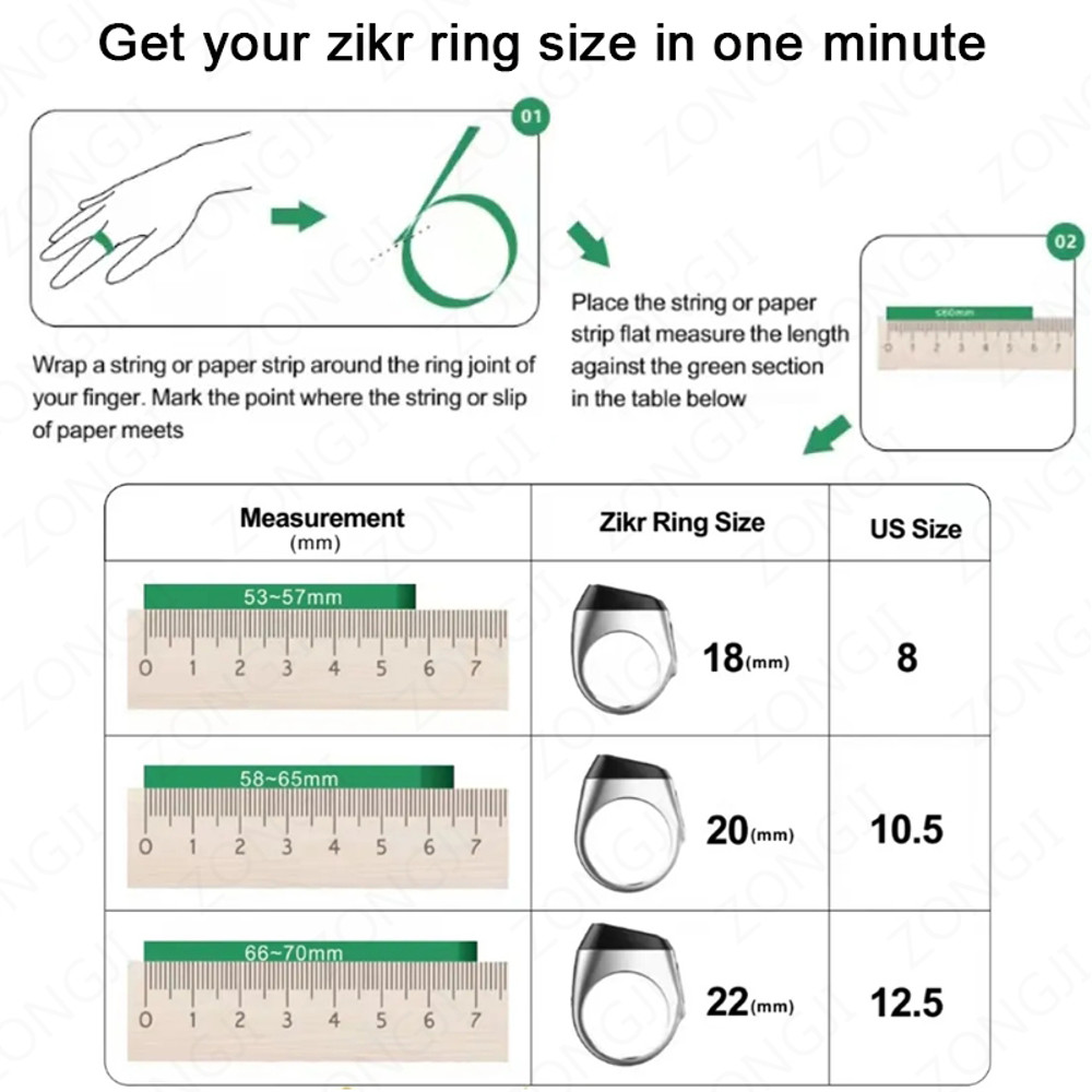 Waterproof Praise Tally Ring Smart Digital Counter for Zikr  Muslim Prayer Time