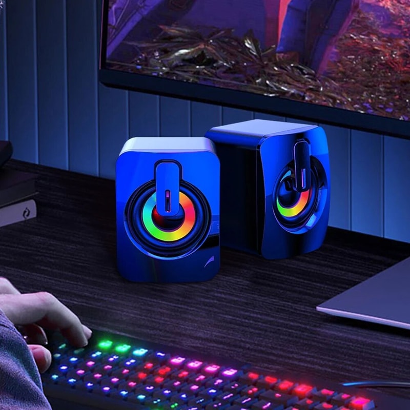 Premium Computer Speakers with LED Lights High-Fidelity PC Sound Box for Desktop & Gaming Setup