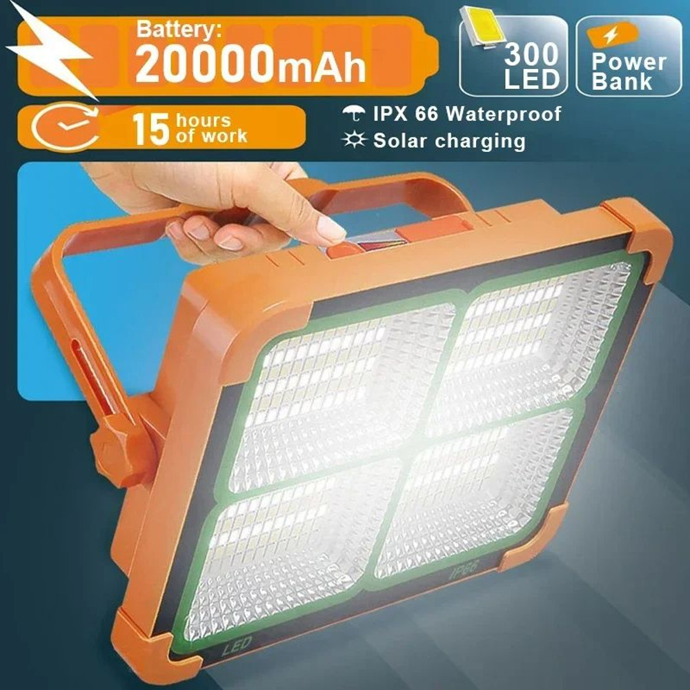 Camping Lantern Solar Rechargeable LED Tent Light With Magnet Powerful Flashlight  Power Bank For E 0