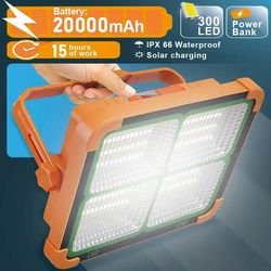 camping lantern solar rechargeable led tent light with magnet powerful flashlight & power bank for emergency,repair use