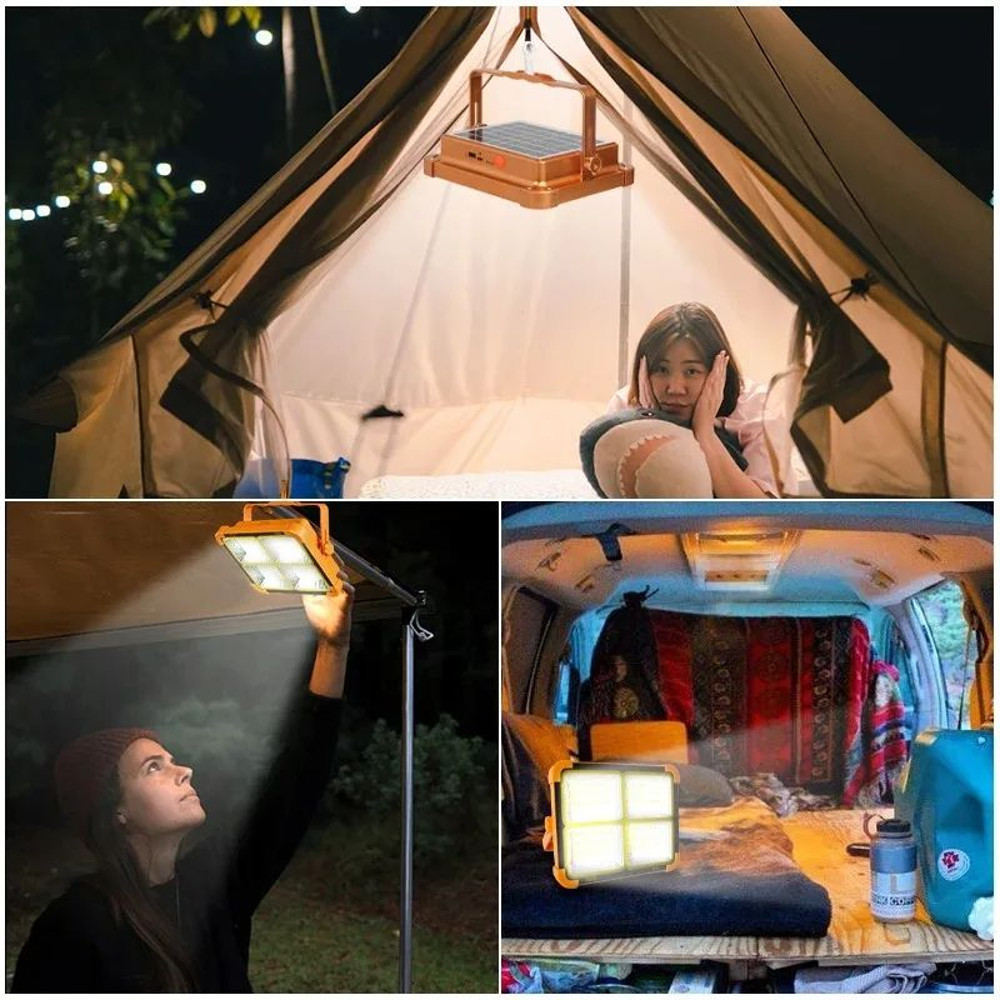 Camping Lantern Solar Rechargeable LED Tent Light With Magnet Powerful Flashlight  Power Bank For E 5