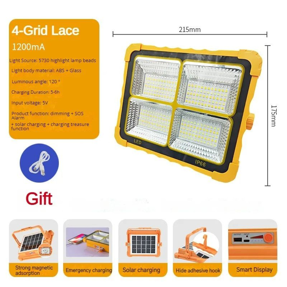 Camping Lantern Solar Rechargeable LED Tent Light With Magnet Powerful Flashlight  Power Bank For E 6