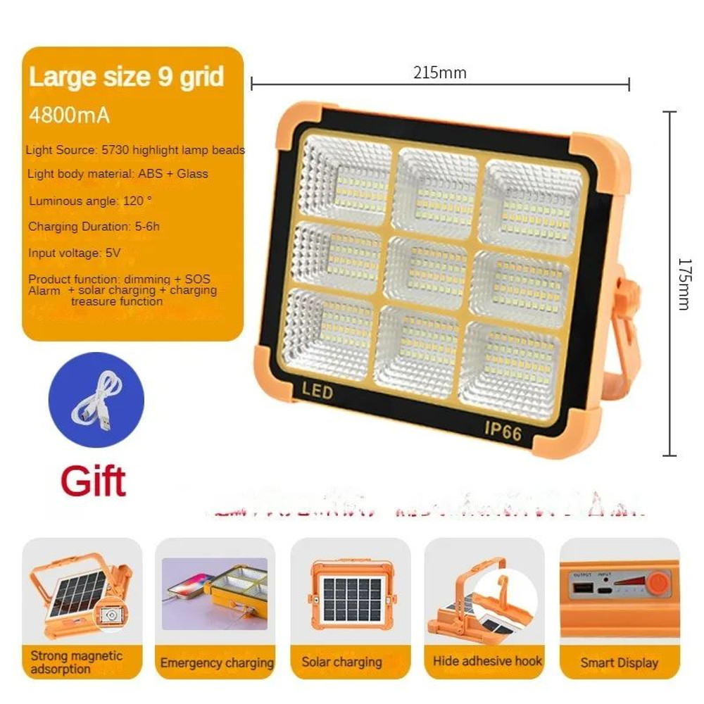 Camping Lantern Solar Rechargeable LED Tent Light With Magnet Powerful Flashlight  Power Bank For E 8