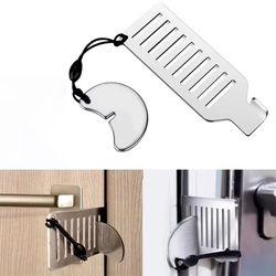 safety anti-theft door blocker – portable 8cm stainless steel security tool for home, hotel, travel & privacy protection