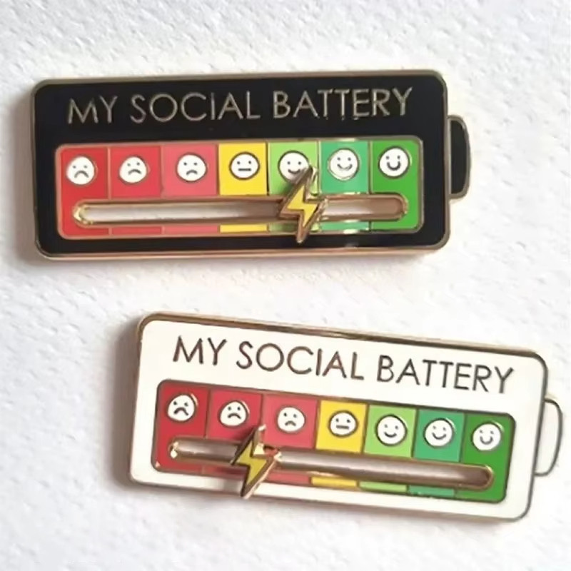 Emotional Expression Brooches 7 Mood Sliding Pins For Women Men Alloy Social Battery Badge For Jack 2