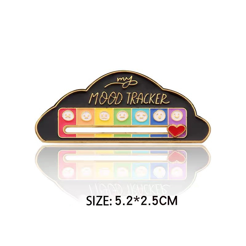Emotional Expression Brooches 7 Mood Sliding Pins For Women Men Alloy Social Battery Badge For Jack 7