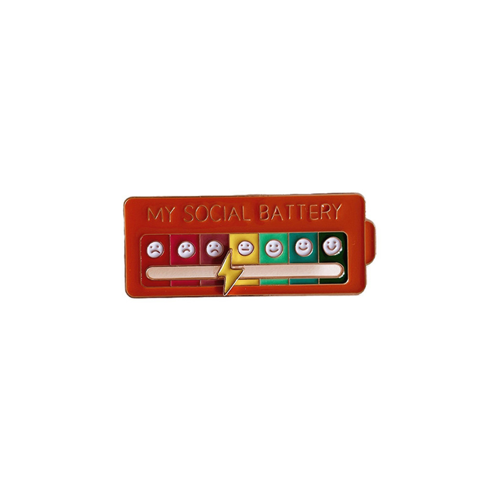 Emotional Expression Brooches 7 Mood Sliding Pins For Women Men Alloy Social Battery Badge For Jack 12