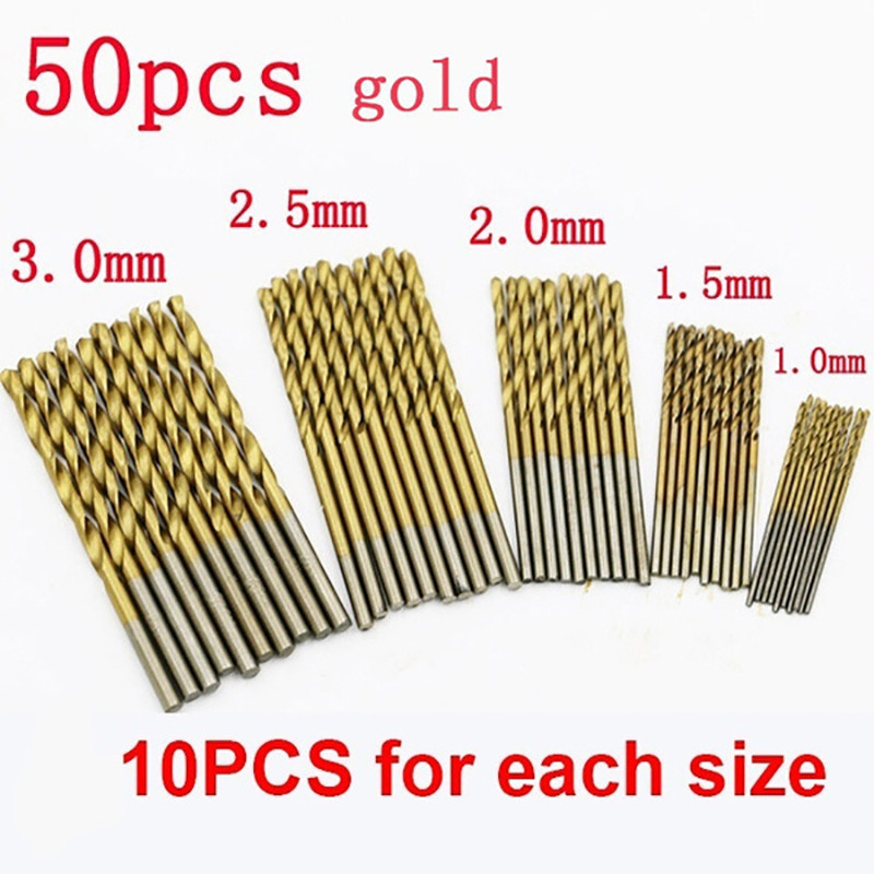 Professional 50 100PCS HSS Drill Bit Set Titanium Coated 1 3mm Precision Bits For DIY Engineering 2