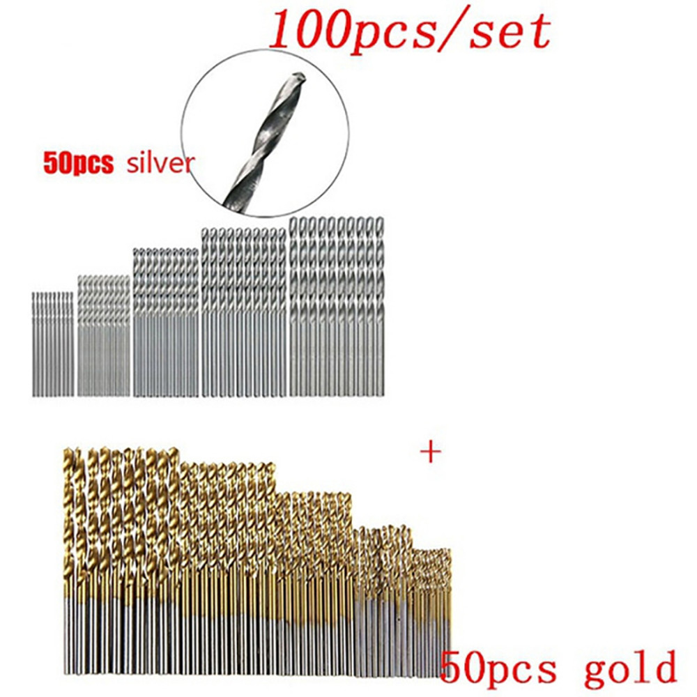Professional 50 100PCS HSS Drill Bit Set Titanium Coated 1 3mm Precision Bits For DIY Engineering 9