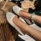 Women Round Toe Flat Shoes Knitted SlipOn Loafers Solid Color Casual Ballet Flats Breathable Lightw 1