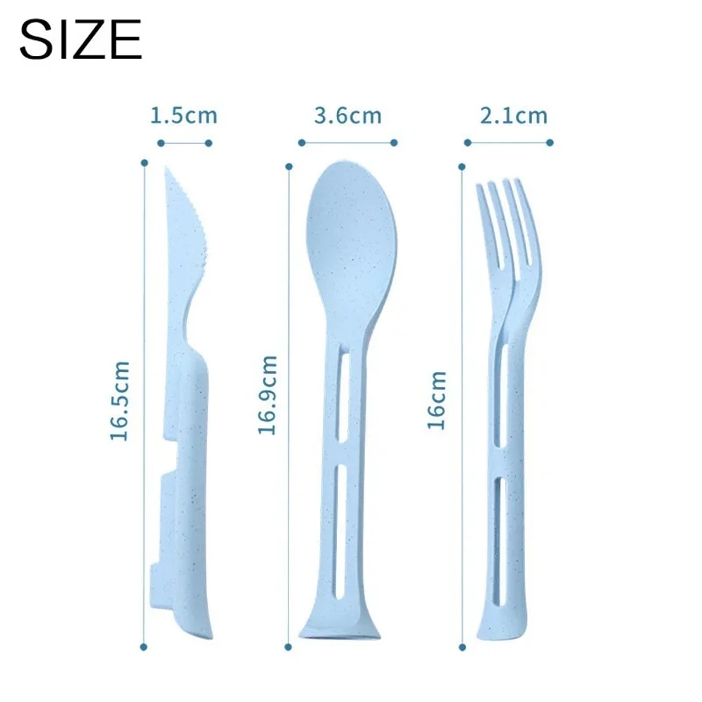 Portable Tableware Set Wheat Straw Dinnerware, Detachable Cutlery Travel Tableware Set with Case, Eco-Friendly Camping