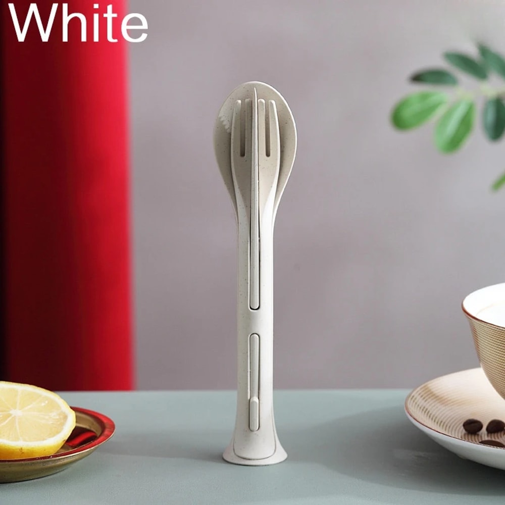 Portable Tableware Set Wheat Straw Dinnerware, Detachable Cutlery Travel Tableware Set with Case, Eco-Friendly Camping