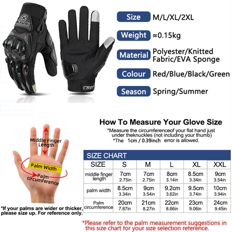 Summer Breathable Full Finger Motorcycle Gloves Touch Screen Non-slip Motocross Racing Biker Gloves Wear-resistant