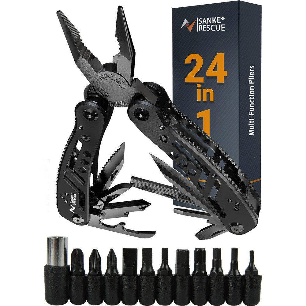 Multitool 24-in-1 Pliers with Professional Multi-tool for Survival, Camping, Hunting, Compact Tools Set for Men, Dad