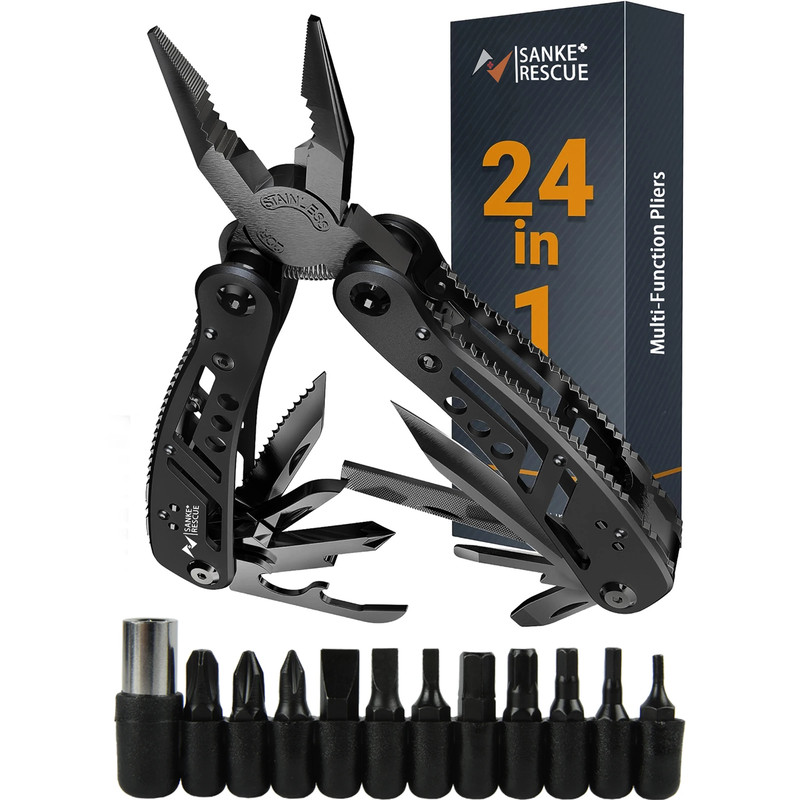 Multitool 24-in-1 Pliers with Professional Multi-tool for Survival, Camping, Hunting, Compact Tools Set for Men, Dad