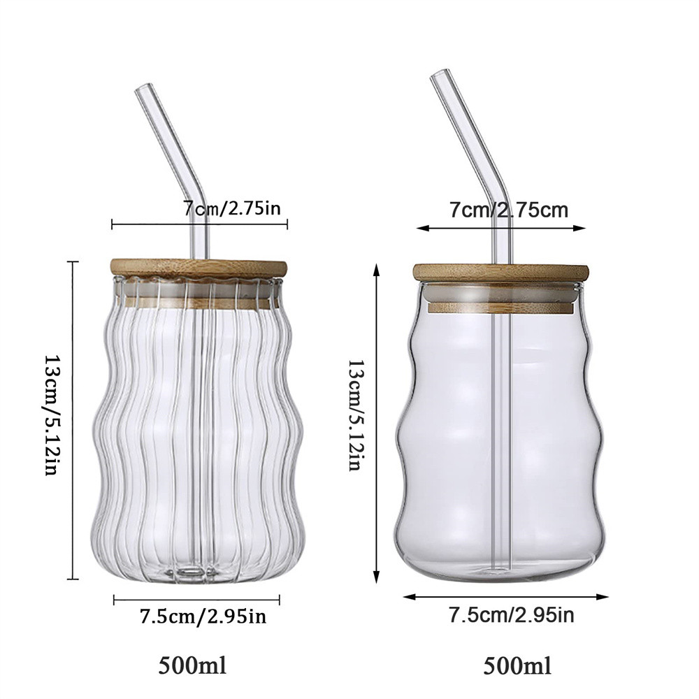 530ml Heat-Resistant Glass Cup, Stripe Mug Water Tumbler, Durable Drinkware for Tea, Coffee, Juice, Milk