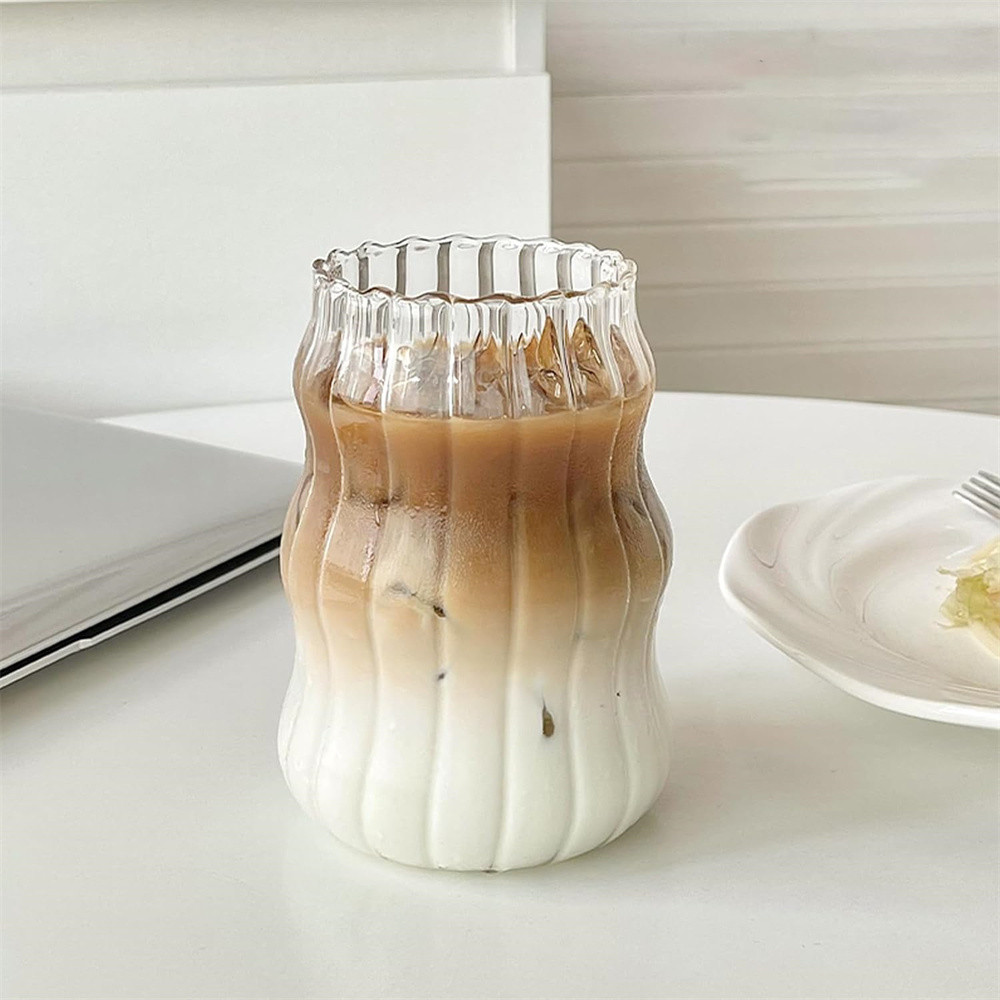 530ml Heat-Resistant Glass Cup, Stripe Mug Water Tumbler, Durable Drinkware for Tea, Coffee, Juice, Milk