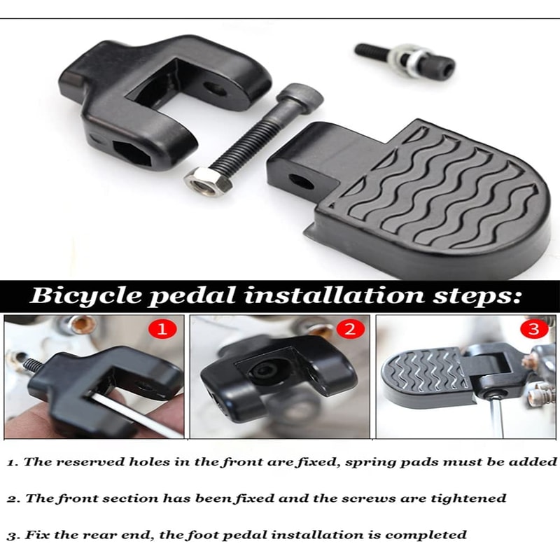 Mini Bicycle Rear Pedals, Aluminium Alloy Folding Foot Pegs Non-Slip Quick Release Bike Pedal Footrest for BMX MTB Road