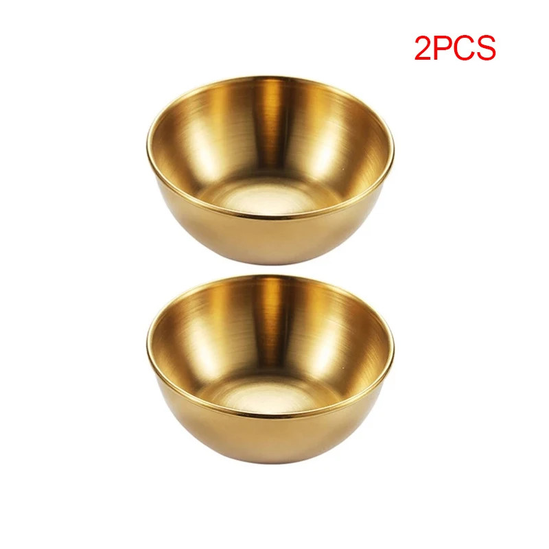 Stainless Steel Golden Appetizer & Seasoning Dishes, Serving Tray Set, Spice Plates, Sauce Bowls for Kitchen Tableware