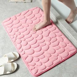 bathroom living room anti slip mat, embossed fiber carpet with memory foam, pebble floor mat for home decor & durable