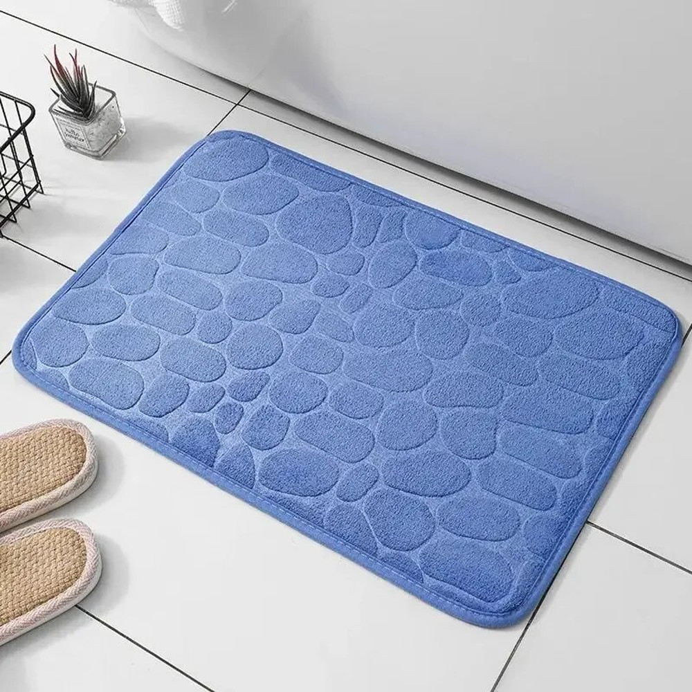 Bathroom Living Room Anti Slip Mat, Embossed Fiber Carpet with Memory Foam, Pebble Floor Mat for Home Decor & Durable