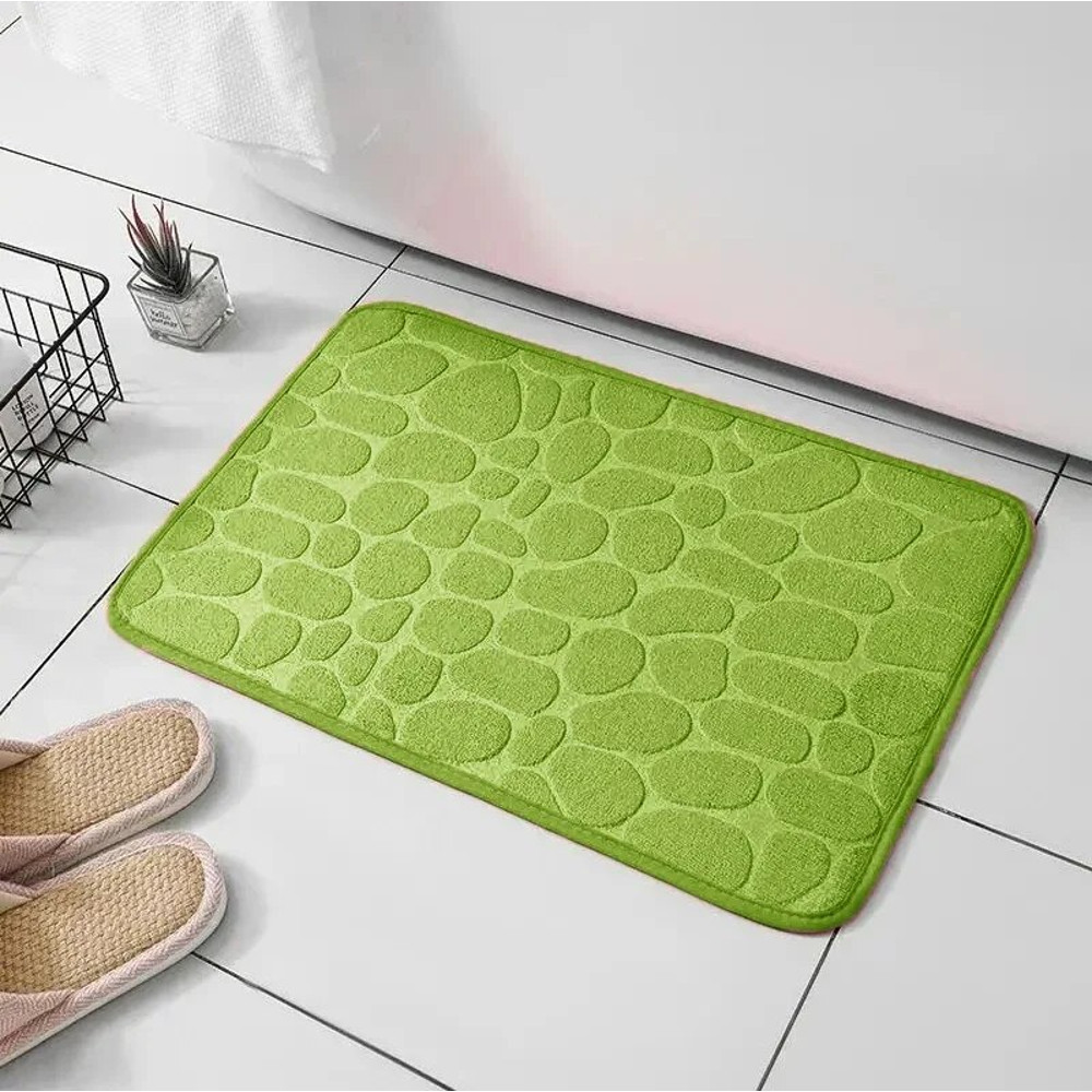 Bathroom Living Room Anti Slip Mat, Embossed Fiber Carpet with Memory Foam, Pebble Floor Mat for Home Decor & Durable