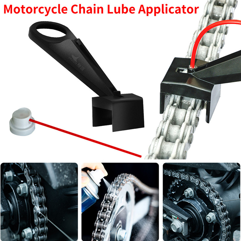 Motorcycle Chain Cleaner & Lube Oiler Tool, Mess-Free Chain Wax Spray Gear Attachment, Easy Chain Maintenance Kit