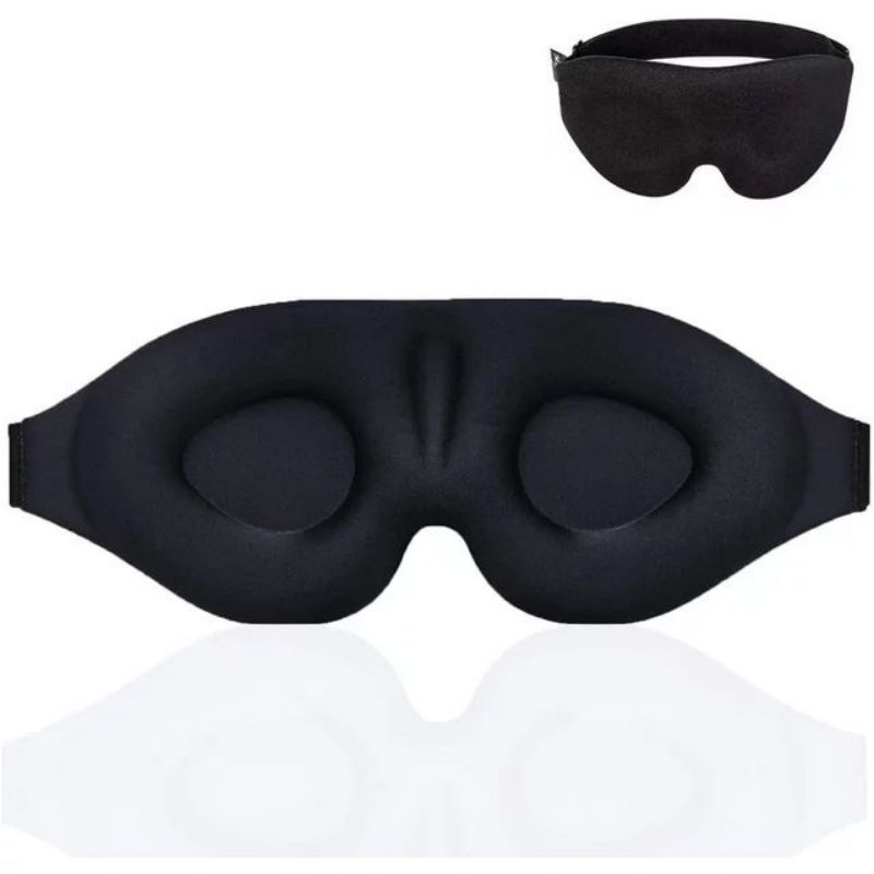 Black 3D Eye Mask, Adjustable No Pressure Sleep Mask for Men & Women, Breathable & Light Blocking Travel Eye Cover