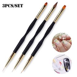nail art brushes, dual end gel gradient brush & ultra thin line drawing pen for precise manicure design