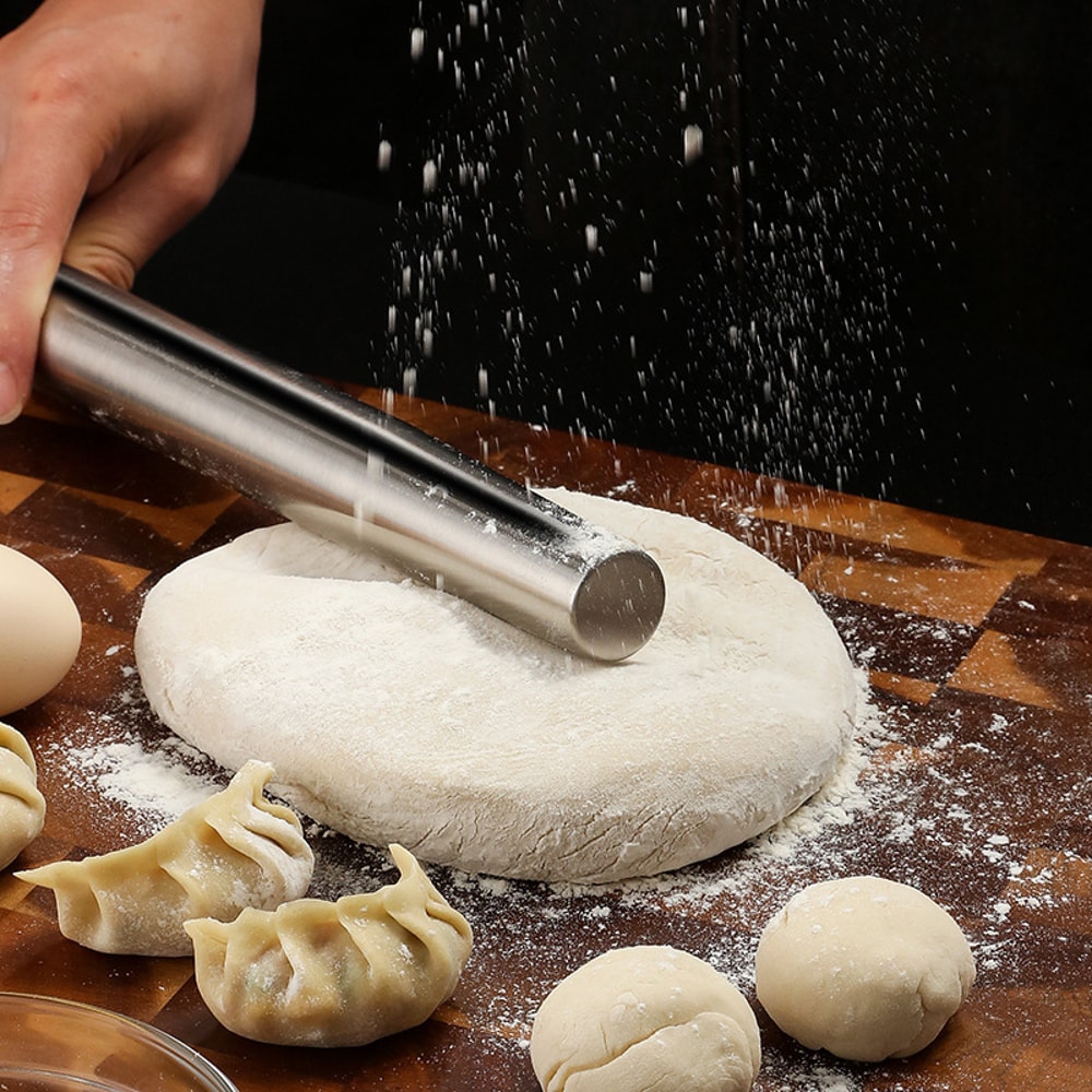 Nonstick Stainless Steel Rolling Pin For Baking Bread Pastry Pizza Cookies Cannoli Premium Kitchen 3