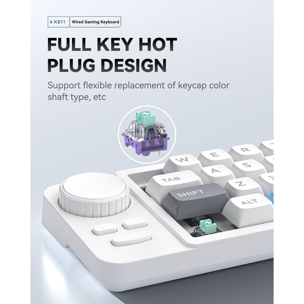 Programmable Wired Mechanical Keyboard with Volume Scroll Wheel, Game Joystick 19-Key Hot-Swappable Keypad for Mac