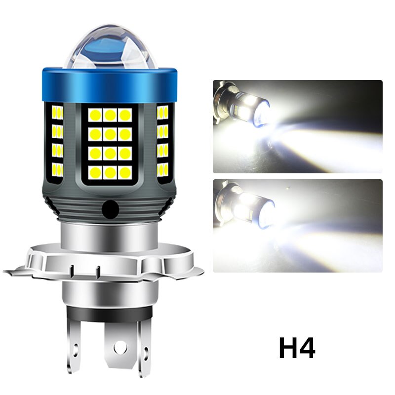 LED Motorcycle Headlight CSP Dual Color Fog Lamp White Yellow Hi/Lo Beam Light Bulb for Scooter Motobike Driving