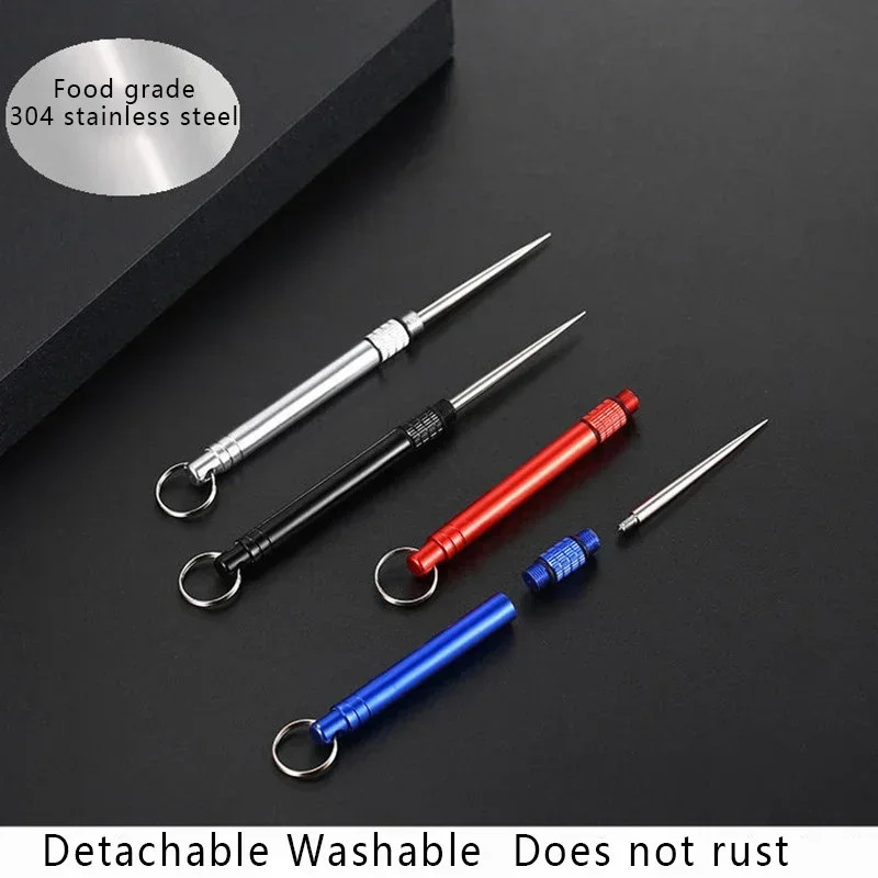 Titanium Toothpick Tube With Fruit Fork  Bottle Tool Outdoor Portable Camping Gear More Durable Tha 4