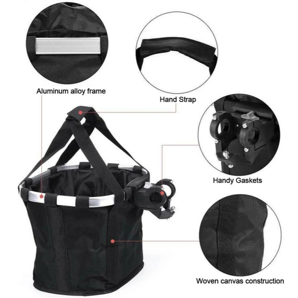 2-in-1 Detachable Bicycle Front Basket for Small Dogs, Pet Carrier Handlebar Bag for MTB Cycling, Foldable Hanging Bike