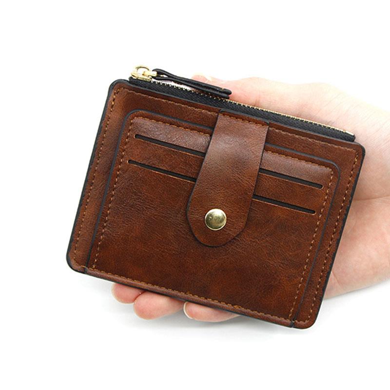 Slim Leather Wallet for Men, Luxury Small Credit Card Holder with Coin Pocket, Minimalist Brand Designer Purse for Women