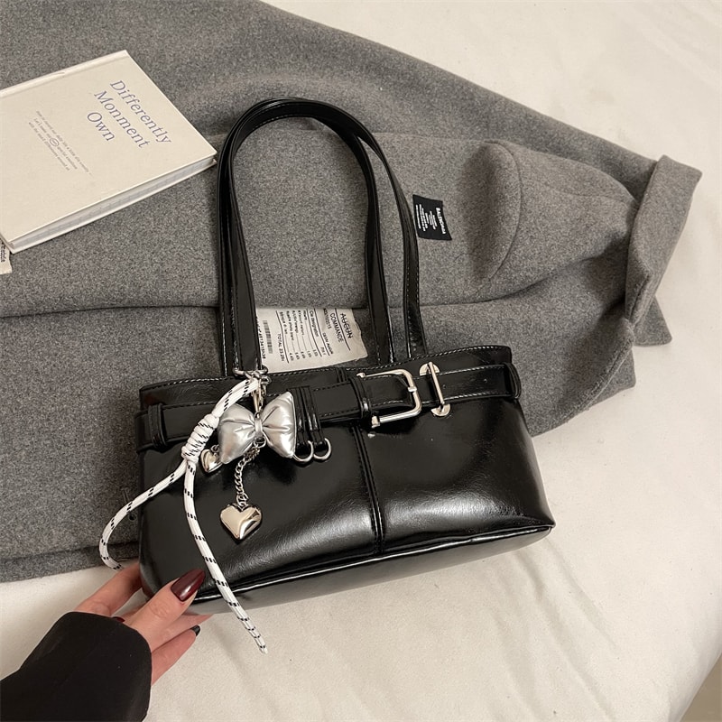 Luxury 2025 Belt Buckle Design Shoulder Satchel For Women, Designer Tote Bag With Pendant