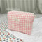 Retro Cherry Quilted Cotton Cosmetic Bag for Ladies, Travel Storage, Cute Pencil Case & Makeup Handbags for Women