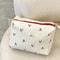 Retro Cherry Quilted Cotton Cosmetic Bag for Ladies, Travel Storage, Cute Pencil Case & Makeup Handbags for Women