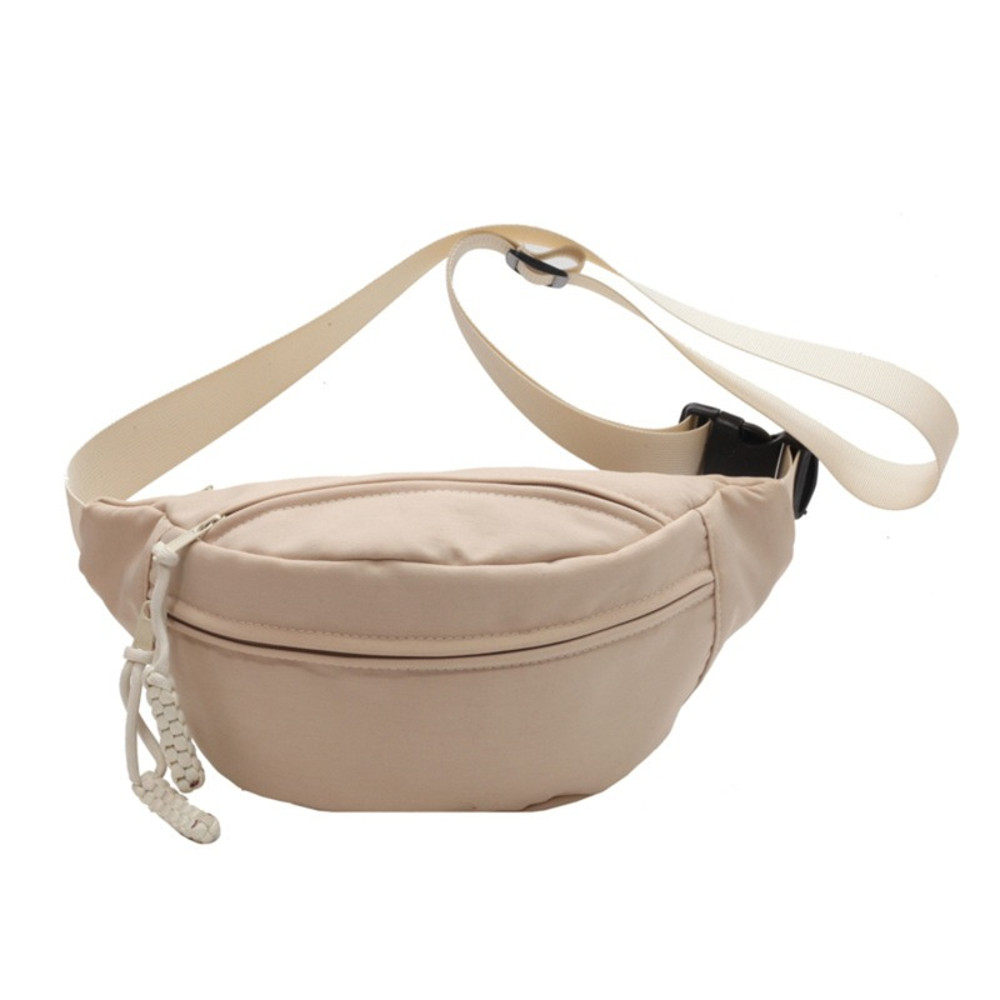 Korean Style Canvas Chest Waist Bag for Women, Portable Shoulder Waist & Sports Fanny Pack with Zipper
