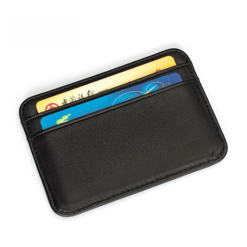 Slim Genuine Sheepskin Leather Men's Wallet, Thin Minimalist ID Card Holder, Leather Mini Purse for Men