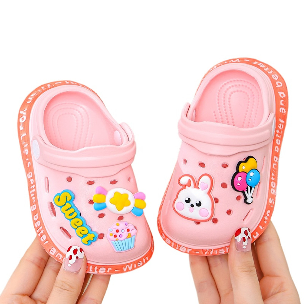 Kids Lightweight Beach Sandals, Breathable Summer Garden Clogs for Boys & Girls, Cute Cartoon Slip-On Baby Slippers