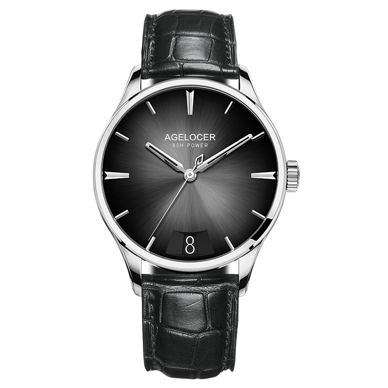 Automatic Mechanical AGELOCER Budapest Watch For Men Steel Strap Dress Watch Big Calendar Elegant B 7
