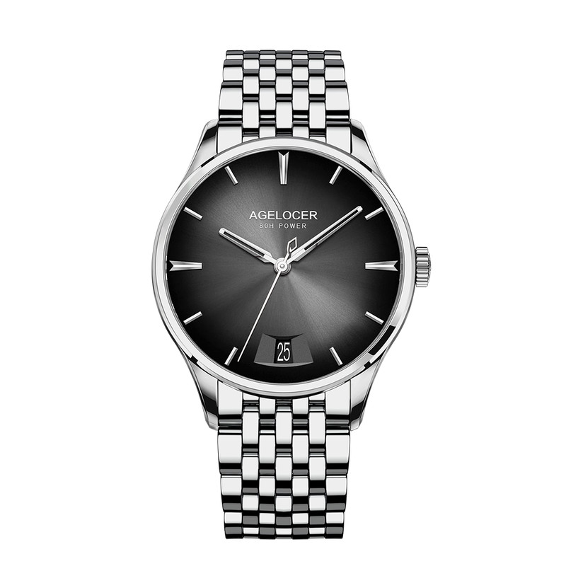 Automatic Mechanical AGELOCER Budapest Watch For Men Steel Strap Dress Watch Big Calendar Elegant B 10