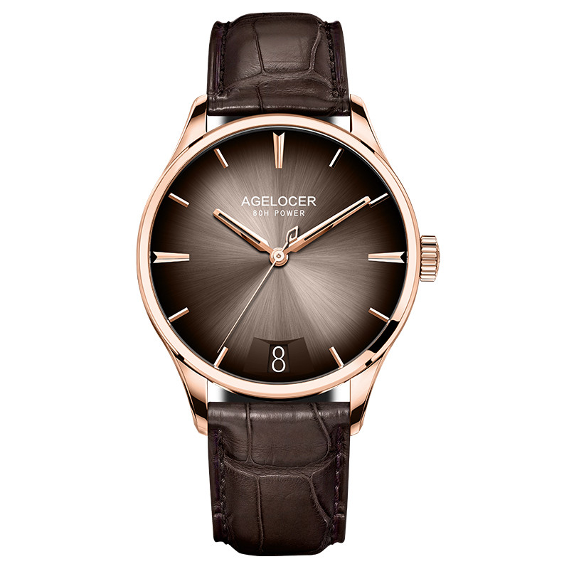 Automatic Mechanical AGELOCER Budapest Watch For Men Steel Strap Dress Watch Big Calendar Elegant B 8