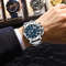 POEDAGAR Luxury Watch For Men, Calendar Quartz Chronograph, Waterproof Stainless Steel Luminous Man Clock