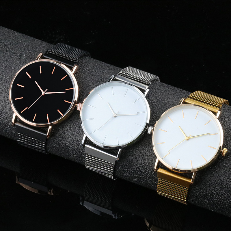 Simple Men Business Stainless Steel Mesh Belt Quartz Watch, Ultra Thin Fashion Watch, Casual Relogio Masculino