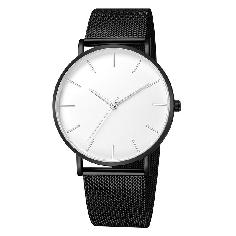 Simple Men Business Stainless Steel Mesh Belt Quartz Watch, Ultra Thin Fashion Watch, Casual Relogio Masculino